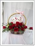 12 RED ROSES + A PAIR HAPPY BEAR